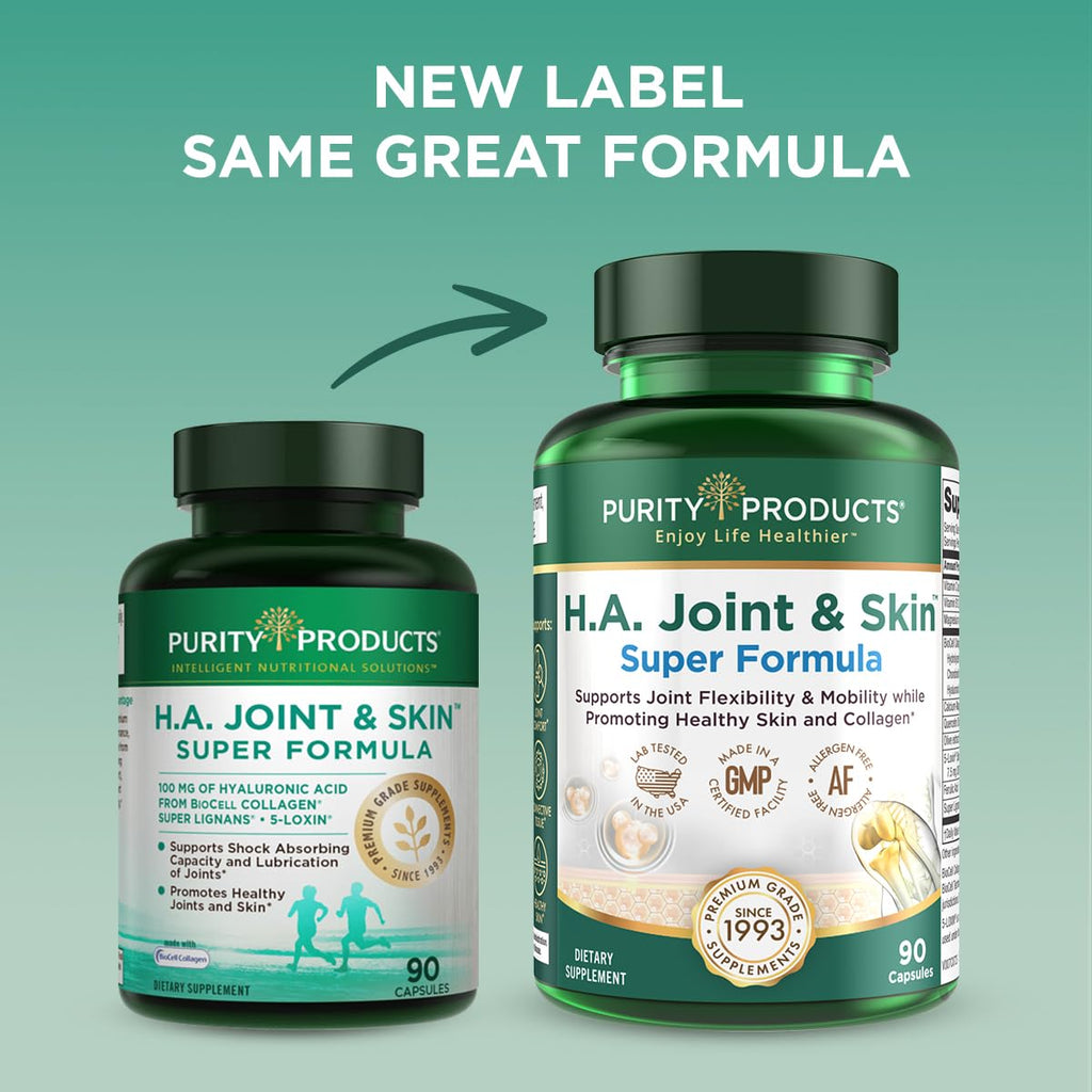 Purity Products H.A. Joint and Skin Super Formula Biocell Collagen w/Hyaluronic Acid Supports Healthy Joint Flexibility, Healthy
