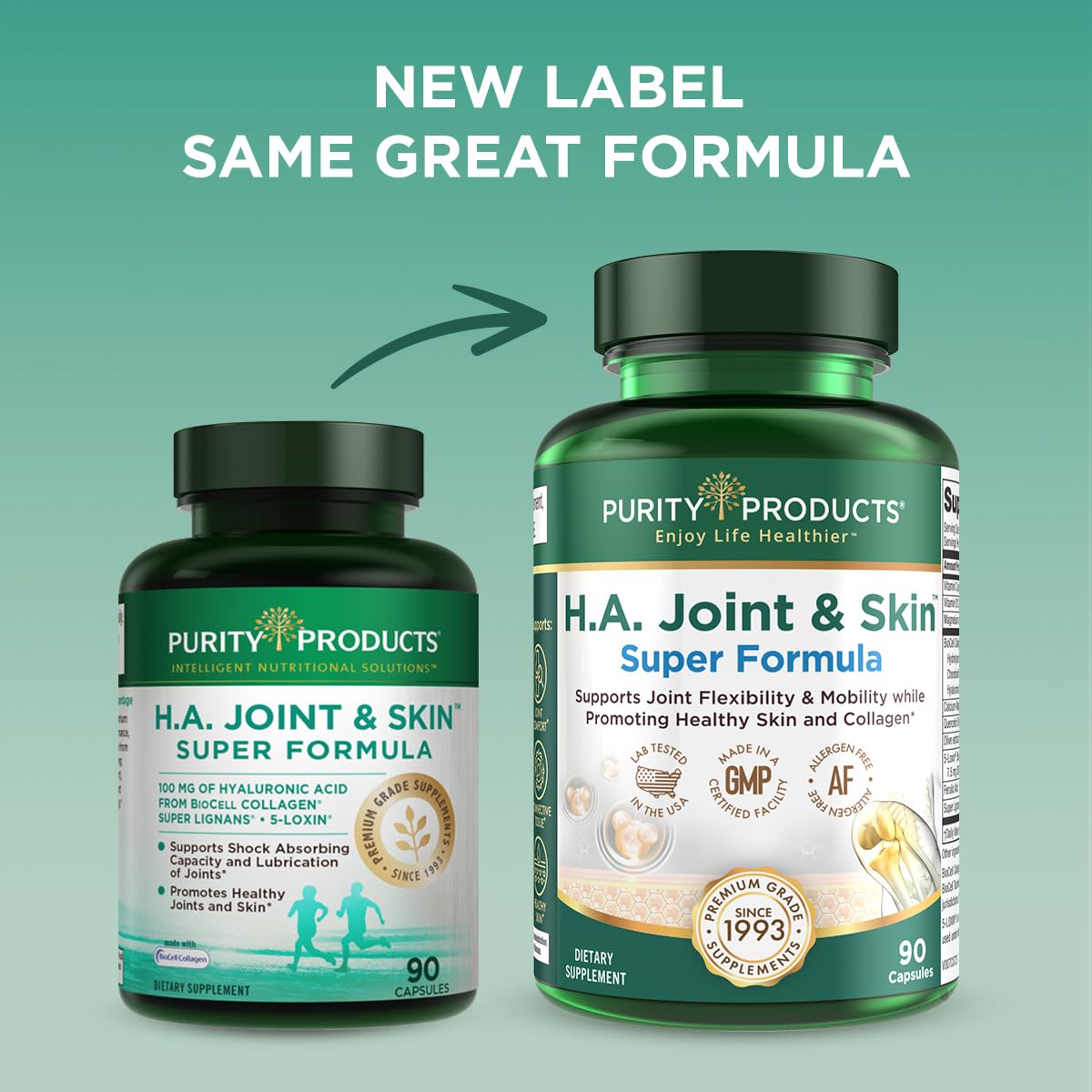 Purity Products H.A. Joint and Skin Super Formula Biocell Collagen w/Hyaluronic Acid Supports Healthy Joint Flexibility, Healthy