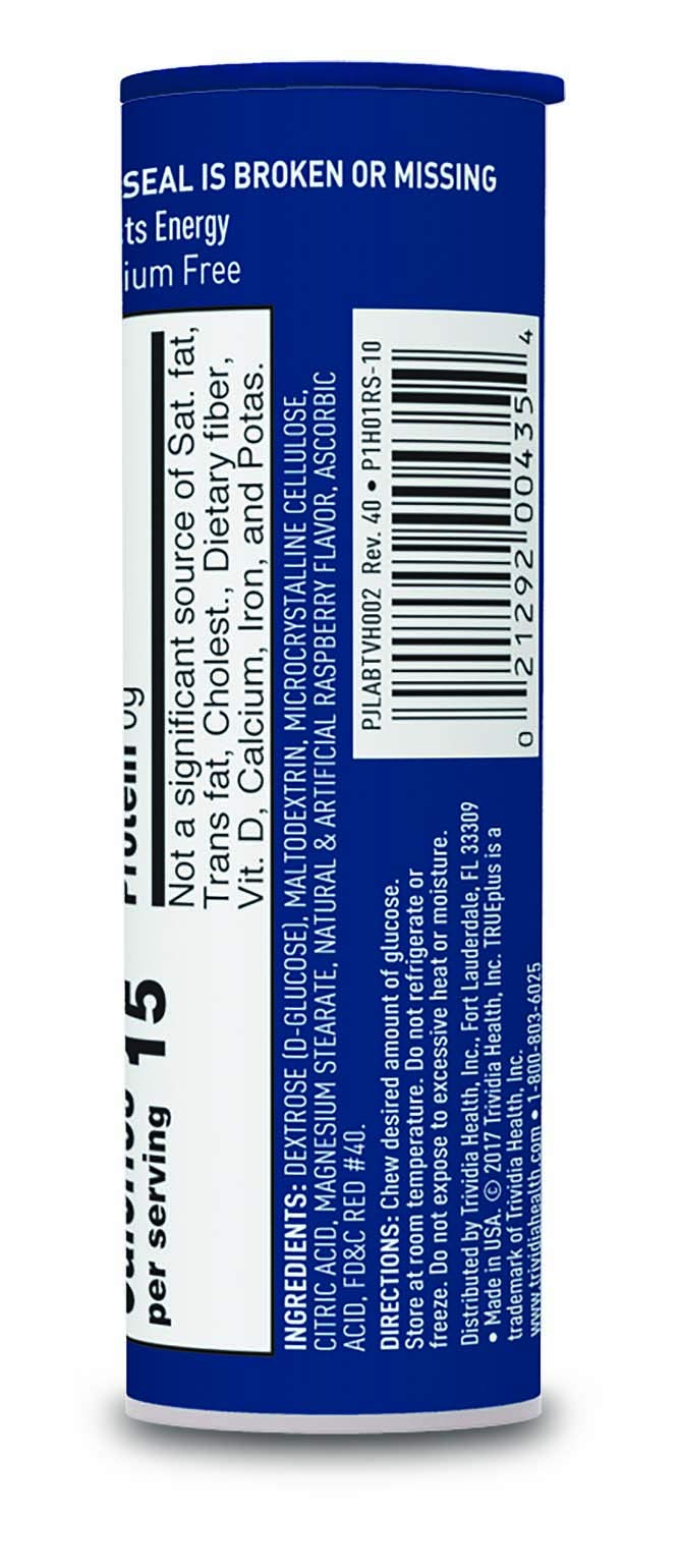 TRUEplus Glucose Tablets, Raspberry Flavor - 10ct Tube (1)