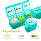 BUG HULL Weekly Pill Organizer Large 2 Packs, Extra Large Travel Pill Organizer, Pill Box 7 Day, Travel Pill Case, Medicine Pill