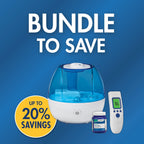 Seasonal Relief Bundle 3-Piece | Cool Mist Humidifier | Forehead Thermometer | Medicated Chest Rub | Fast Relief During Cough Co