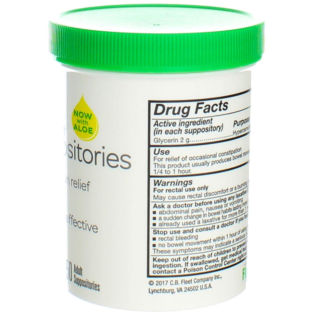 Fleet Laxative Glycerin Suppositories for Adult Constipation, 50 Count (2 Pack)