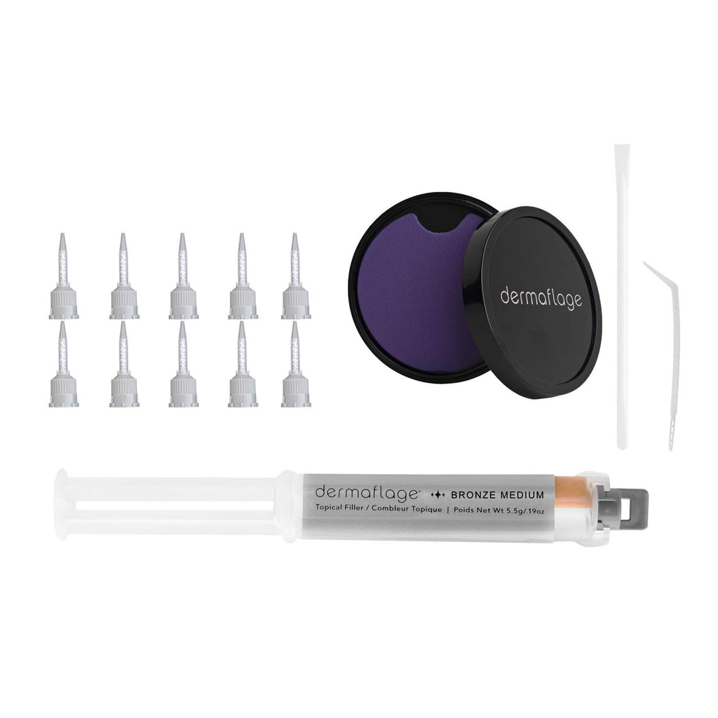 Dermaflage Scar Filler Kit - Bronze Medium - Deep Scar Cover and Waterproof Concealer for Acne Scars Wrinkles, and Ice Pick Scar