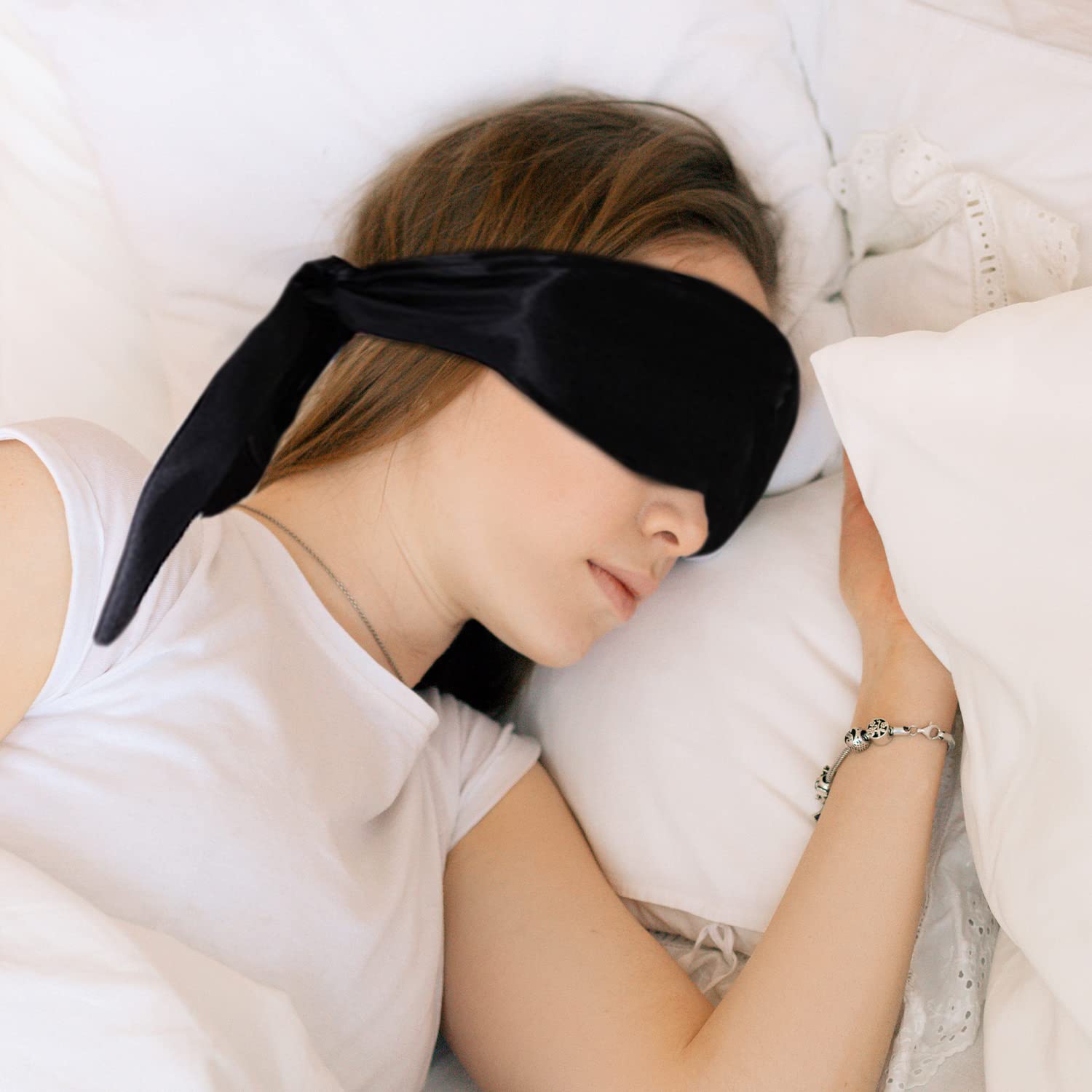 2Pcs Satin Eye Mask Sleep Mask, 157cm/62inch Adjustable Satin Blindfold Soft Satin Eye Covers Valentine's Day Gifts for Women fo