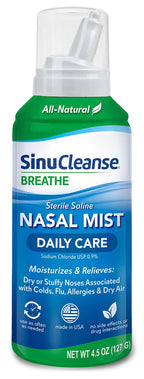 SinuCleanse Daily Care Sterile Saline Nasal Spray, Ultra Fine Mist, Instantly Moisturizes & Relieves Everyday Nasal Congestion D