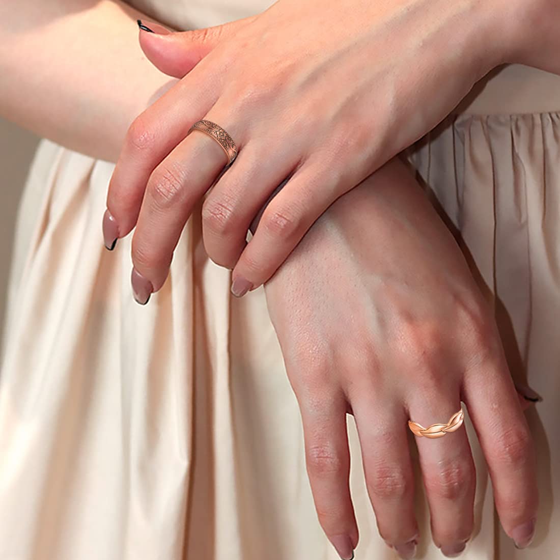 Cigmag 4PCS Copper Rings for Women, 99.99% Pure Copper Magnetic Ring Strong Magnets, Adjustable Thumb Fingers Ring with Jewelry