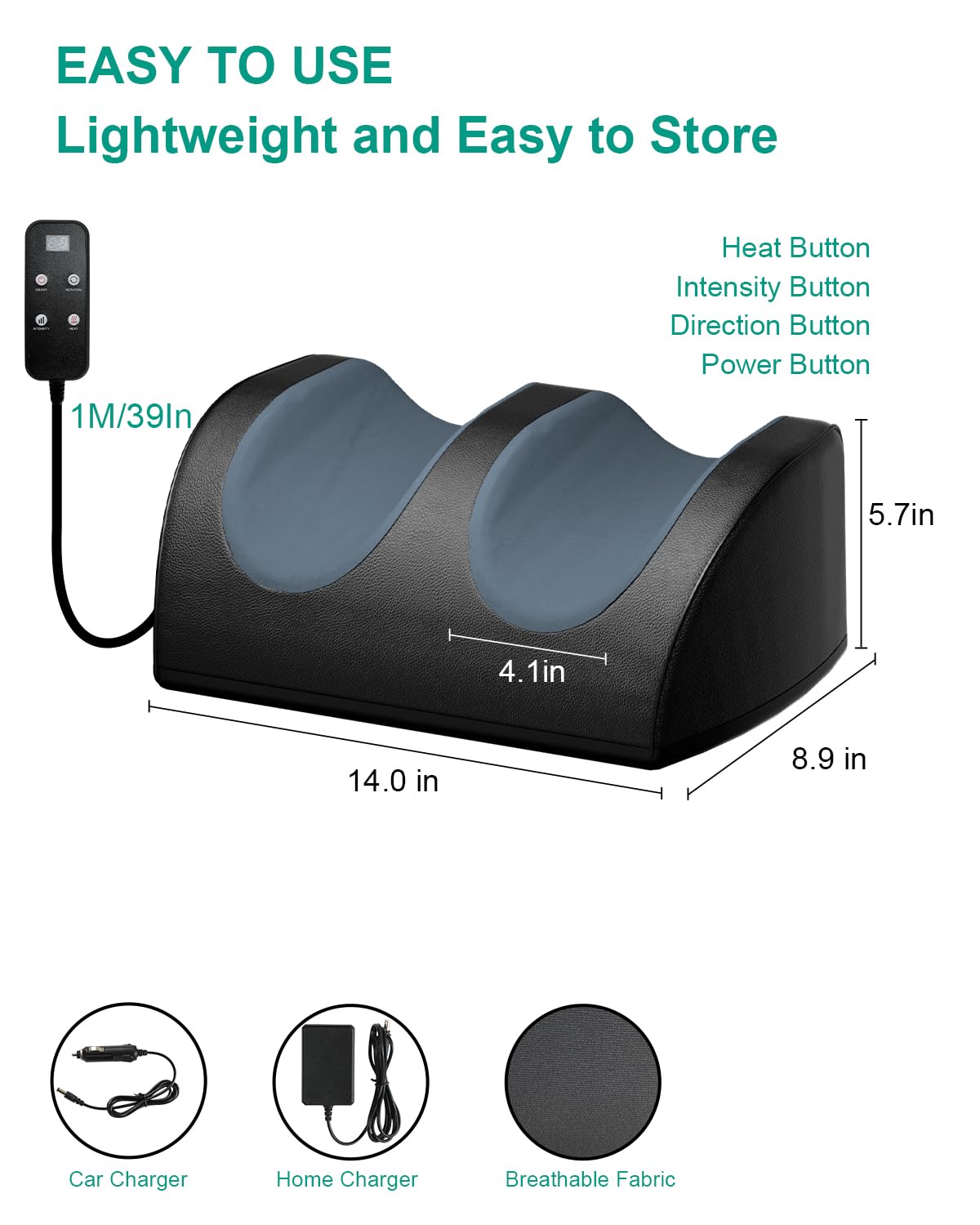 LINGTENG Foot Massager with Heat and Foot Massage, Electric Foot Massager with Cord Remote Control, Birthday Gifts for Mom and D