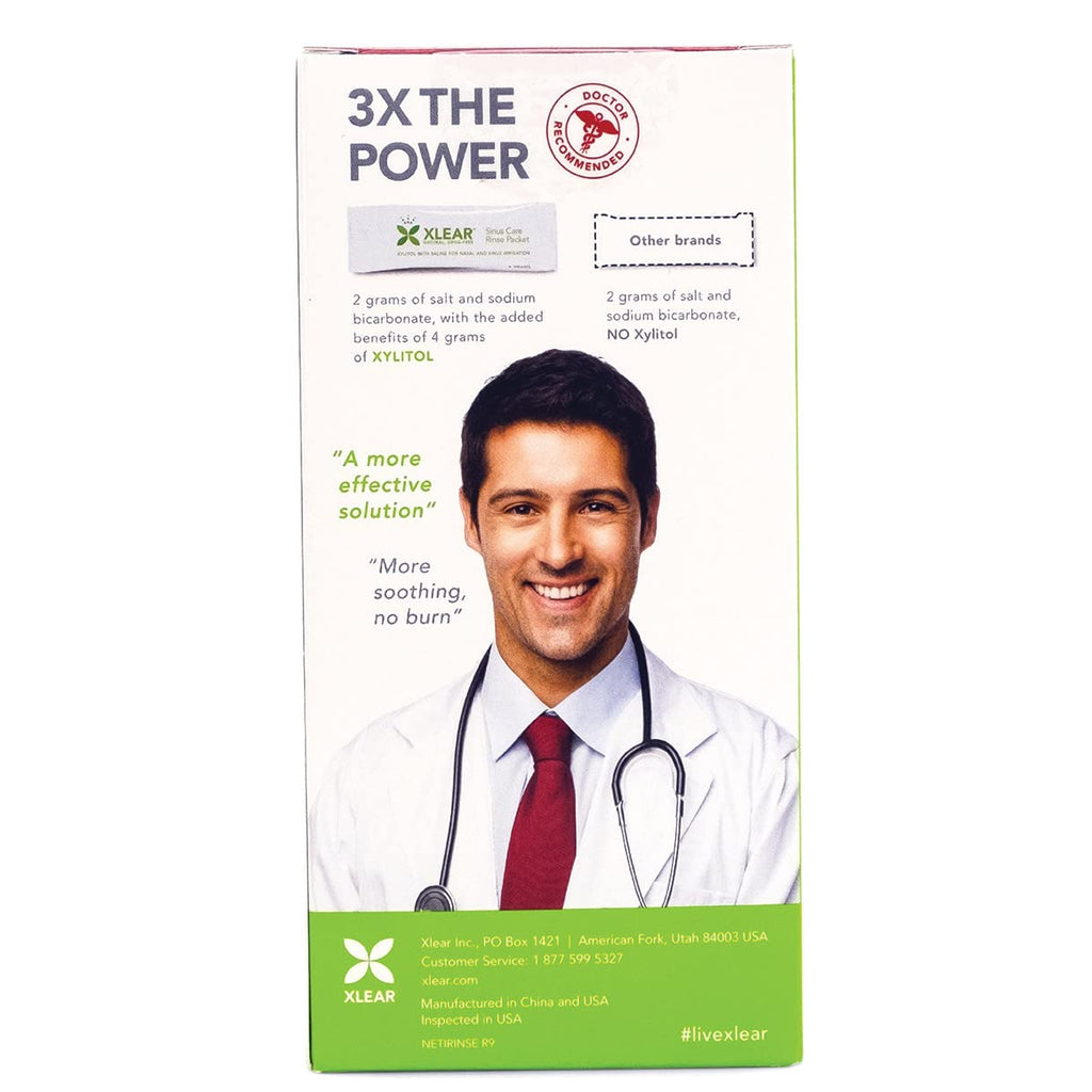 Xlear Nasal Rinse System with Xylitol, Natural Saline Neti Pot Sinus Rinse with Xylitol, Fast Sinus Pressure and Congestion Reli