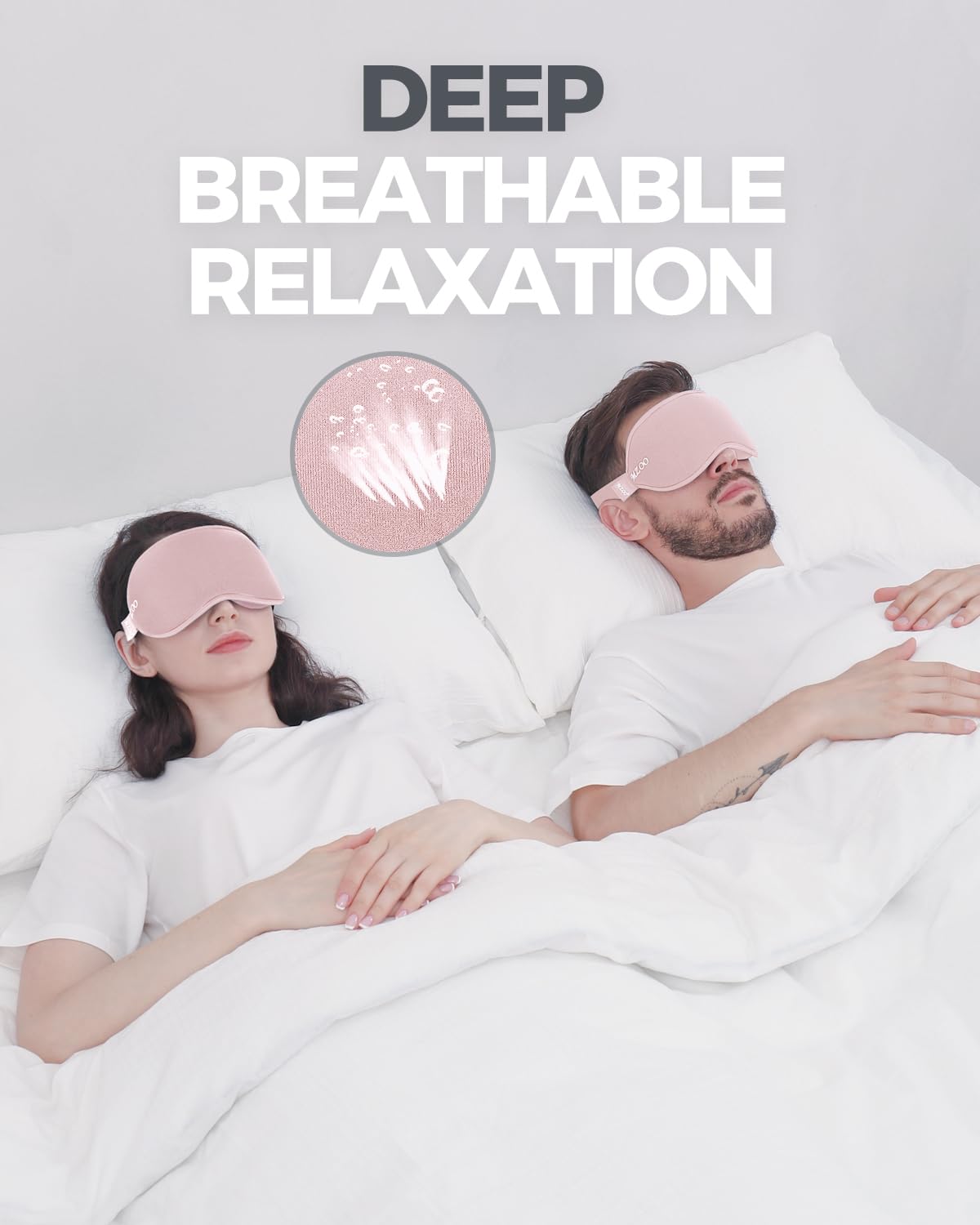 MZOO Luxury Pink Sleep Mask for Back and Side Sleeper, Completely Block Out Light Sleeping Eye Mask for Women Men, Zero Eye Pres
