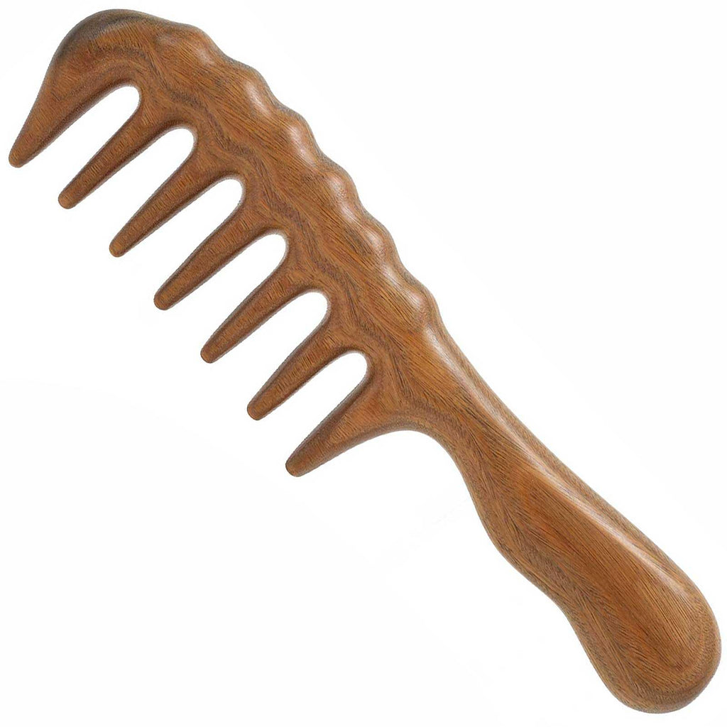 Moreinday Massage Comb - Wooden Scalp Massager and Gua Sha for Hair Growth, Green Sandalwood Loc Comb for Women and Men