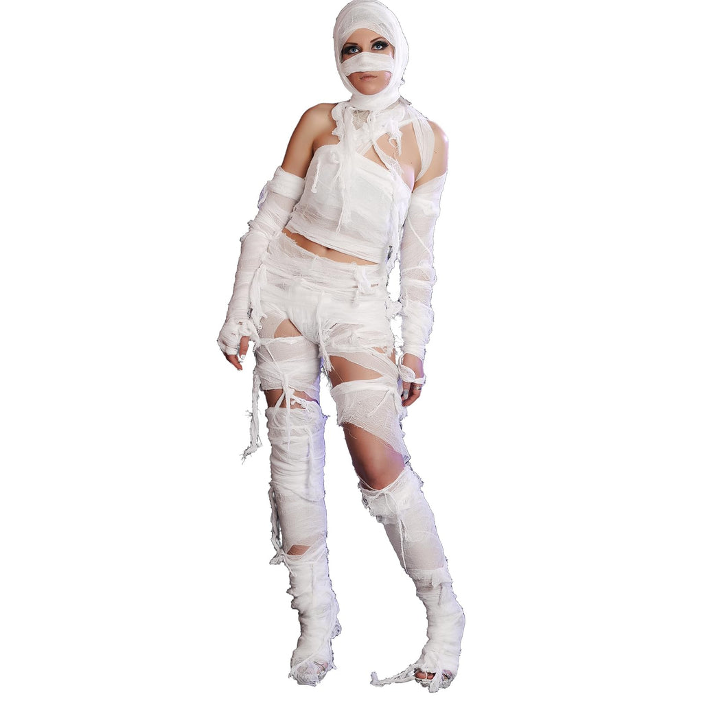 Preboun Halloween Mummy Bandage Wrap Bloody Gauze Zombie Makeup Props Creepy Costume Bandage Cosplay Party (White,65.6 ft X 3.15