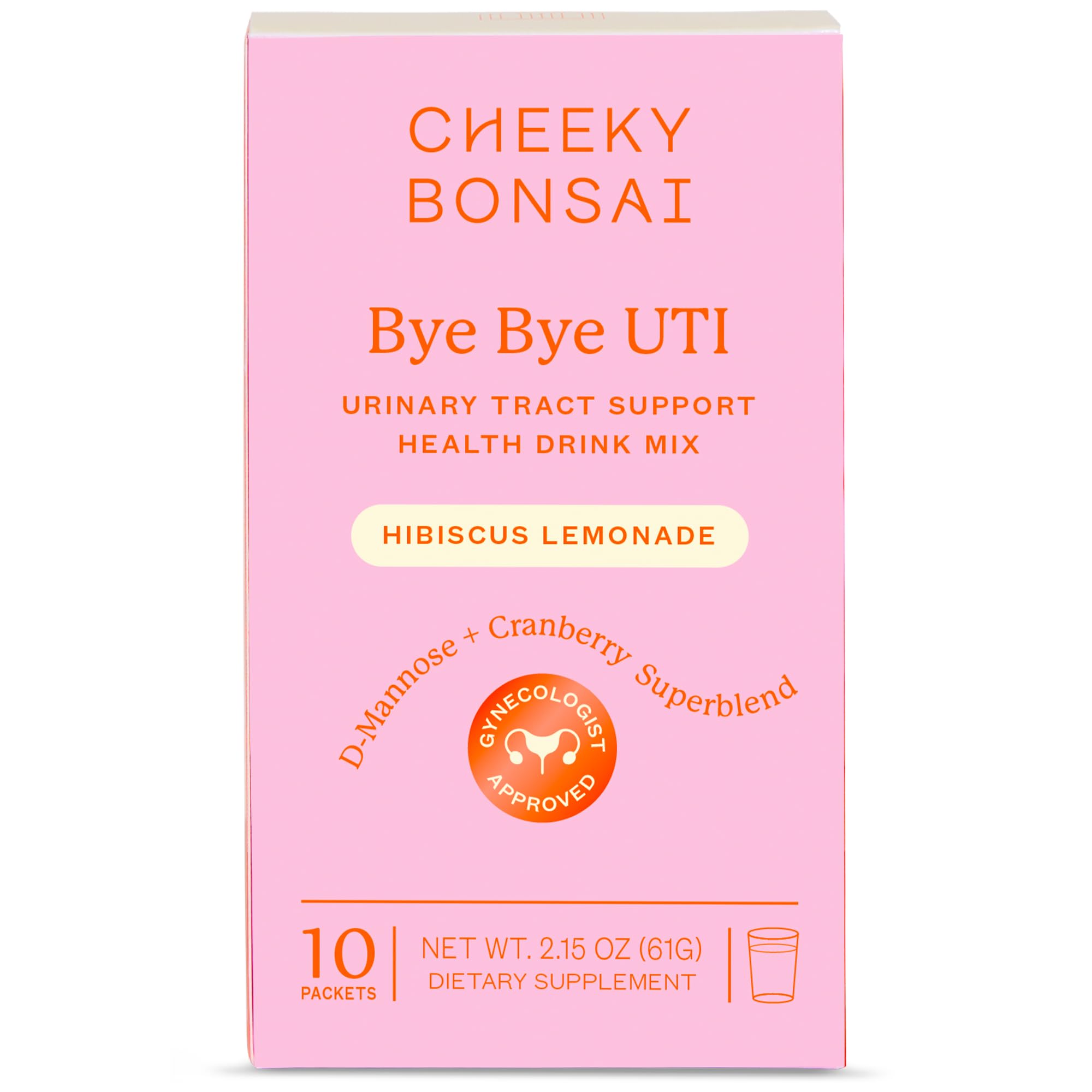 Cheeky Bonsai Bye Bye UTI: Fast Acting UTI Relief Drink Mix with D-Mannose and Cranberry Extract, Urinary Tract Support Health, 