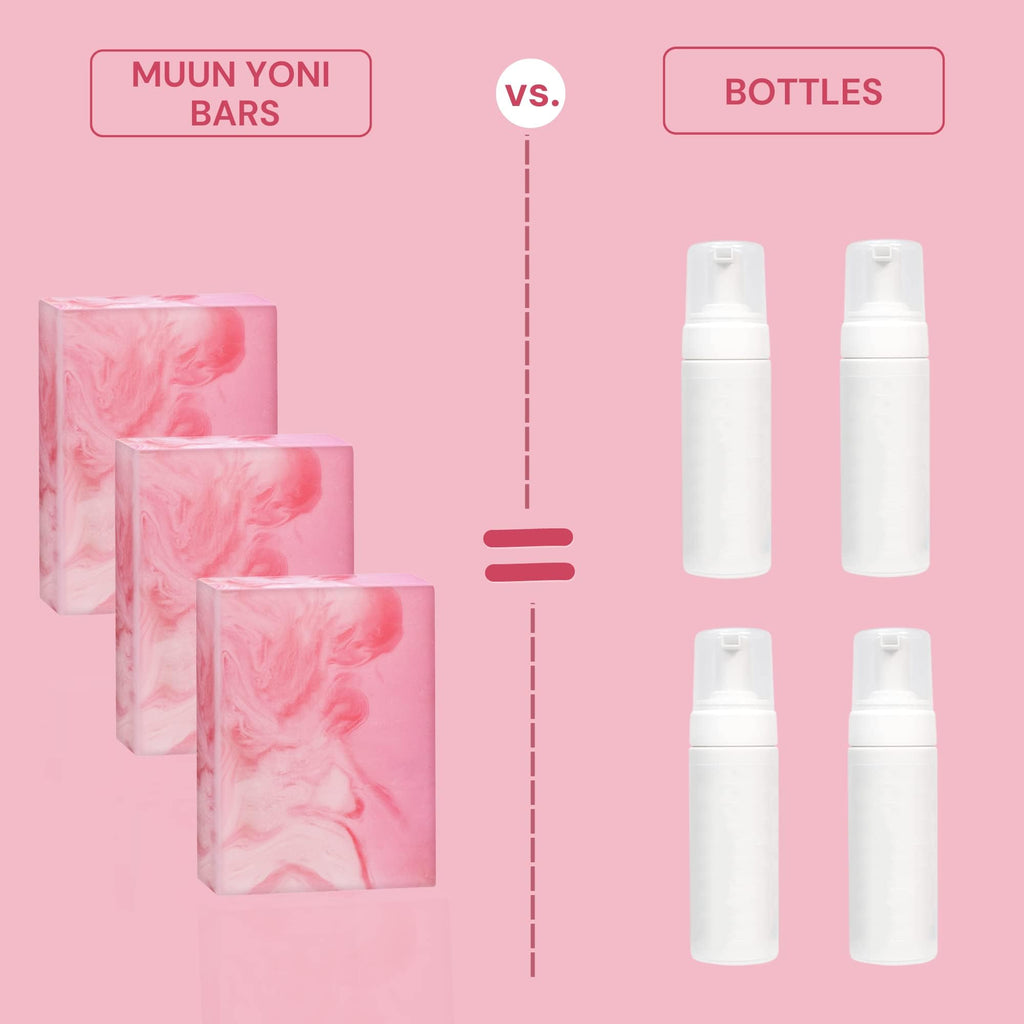 Muun Yoni Soap Bar - Pack 3 Ph Balance Probiotics & Natural Ingredients - Gentle Cleansing Formula Eliminates Odor Vaginal Healt