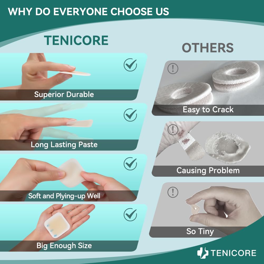 TENICORE Bunion Pads, Bunion Cushions for Women and Men, Toe and Foot Protector Pads, Sole and Heel Cushions, Waterproof, Thin,