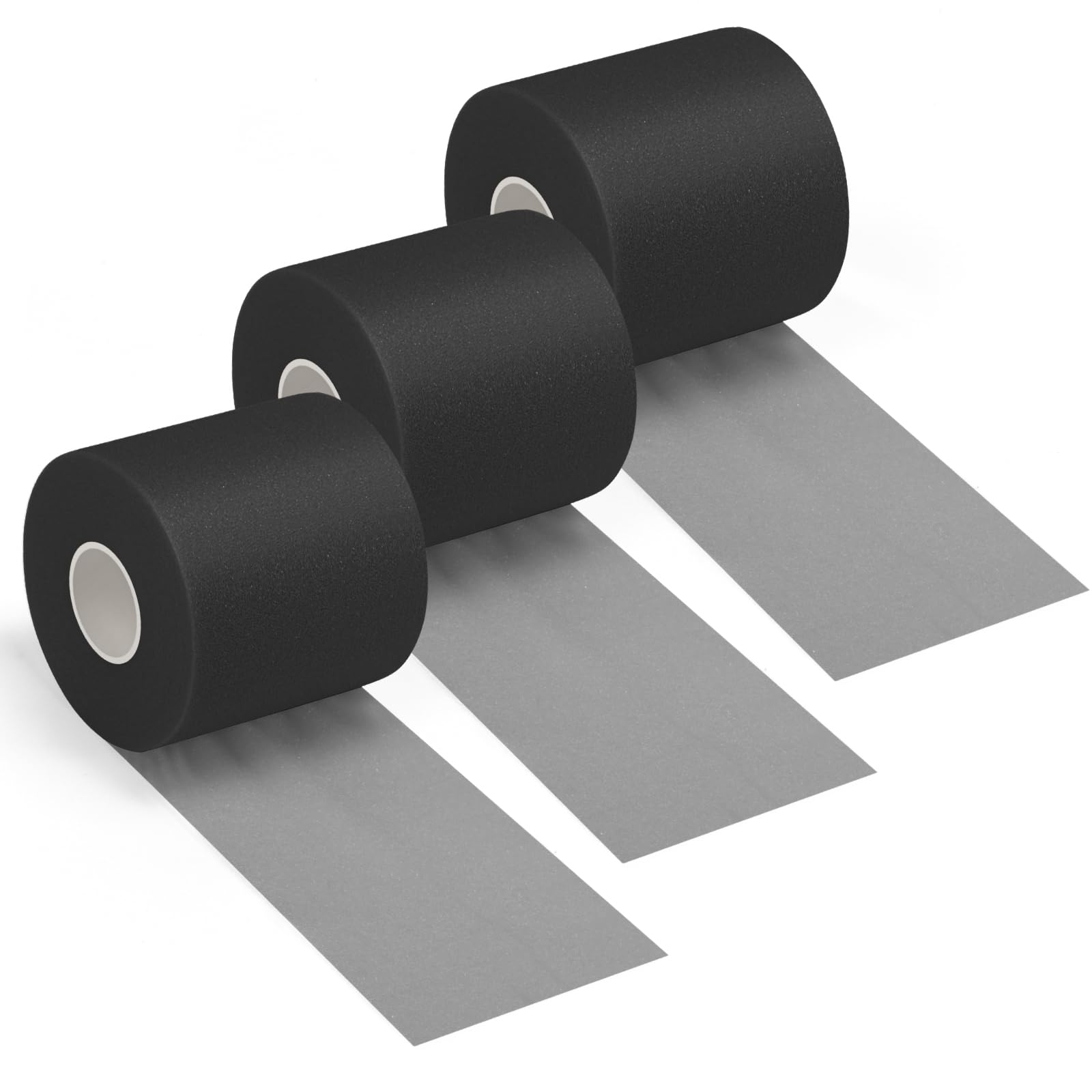 iFwevs 3 Pieces Black Athletic Pre Wrap Tape, Foam Underwrap Athletic Tape, Sport Pre wrap Athletic Tape for Hair Ankle Wrists K
