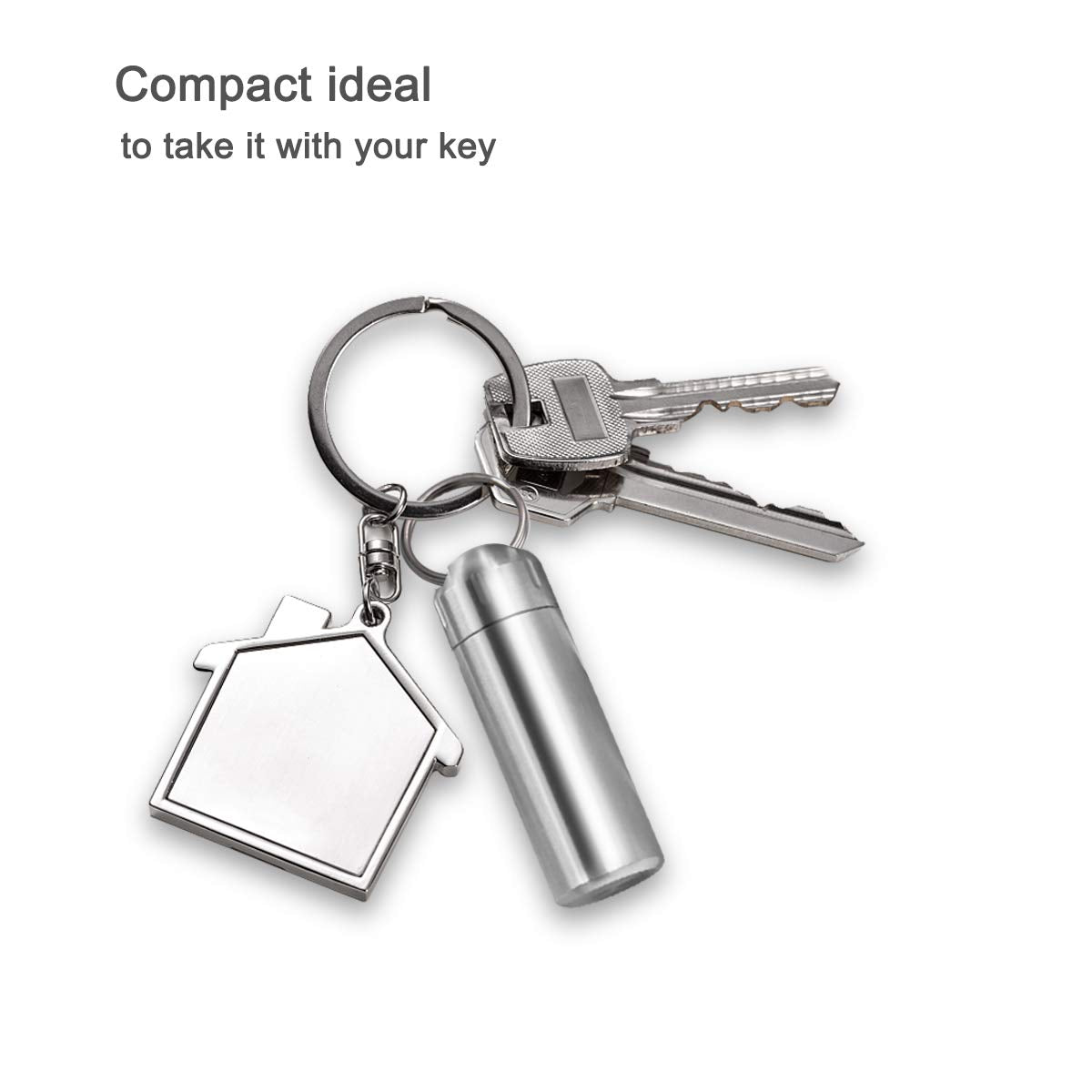 SHD Pill Box Keychain Waterproof Single Chamber Stainless Steel Pill Organizer for Outdoor Travel Camping