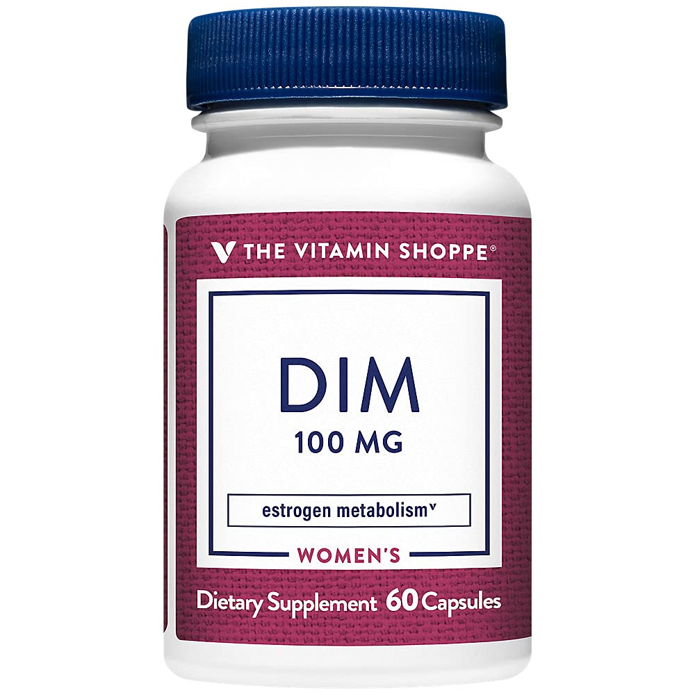 The Vitamin Shoppe DIM 100MG with Bioperine Black Pepper Extract, Supports Estrogen Metabolism for Womens Health (60 Capsules)