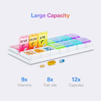 BUG HULL Pill Organizer AM PM Arthritis Friendly, BPA Free Pill Box 2 Times a Day, Large Pill Container, Weekly Medicine Pill Or