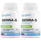 Puregen Labs Senna-S Natural Vegetable Laxative Plus Stool Softener Dual Action - Total 500 Tablets Senna Plus | Gentle Dependab