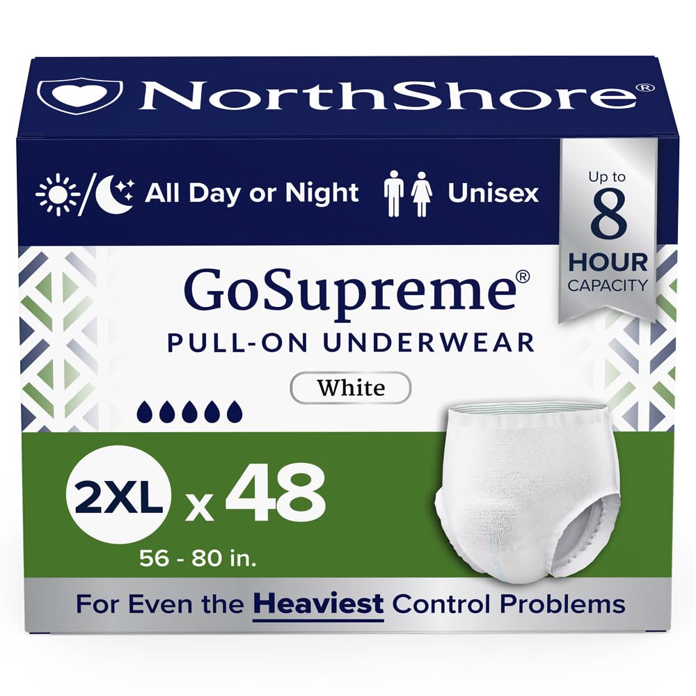 NorthShore GoSupreme Pull-On Incontinence Underwear for Men and Women, 2X-Large, Case/48 (4/12s)