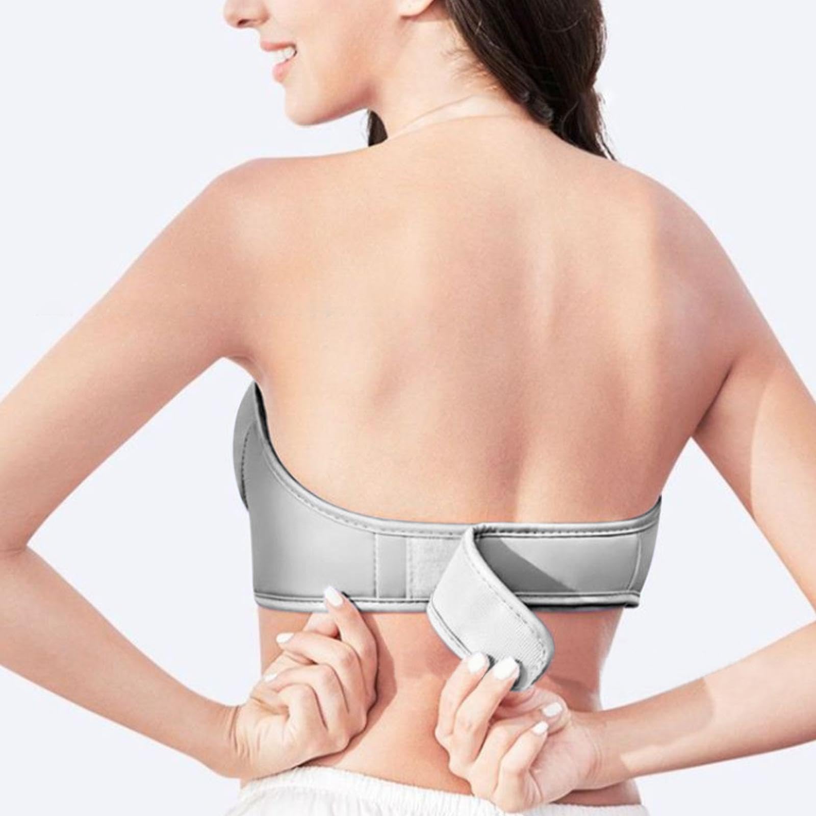 Electric Bust Massager, Breast Massager Bra, USB Wireless Electric Massagers for Shaping Beautiful Chest Anti Sagging-Grey