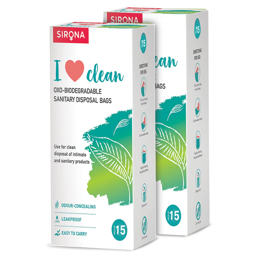 Sirona Personal Disposal Bags - 30 Bags for Discreet Tampons, Sanitary Pads/Napkin, Panty Liners, Tampons & Condoms | Menstrual 