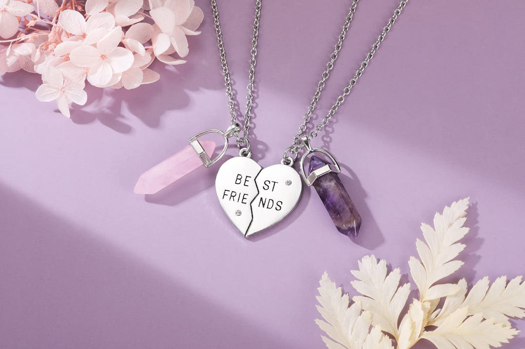 PESOENTH Best Friend Friendship Necklace Birthday Gifts For Women- BFF Necklace for 2 Heart,Matching Necklaces for best friends