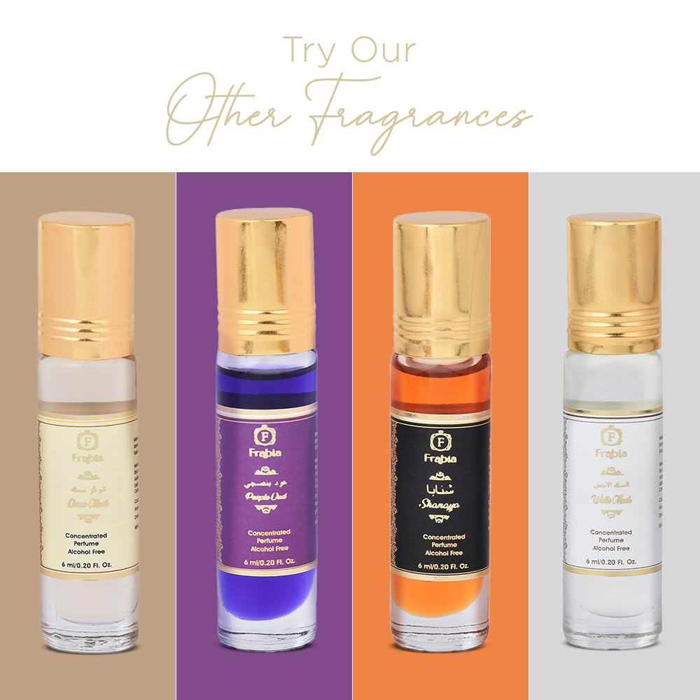 Frabia White Musk Attar Perfume Oil Roll On for Men and Women | Musk, Lily and Rose Fragrance Notes | 12 Hrs Long Lasting, Alcoh