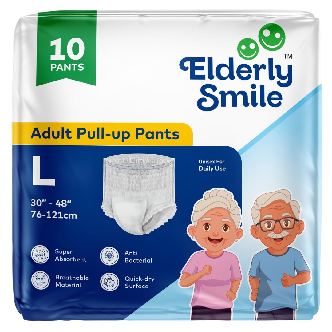 Elderly Smile Adult Diaper Pants Pull Up  Large (3048 Waist) | Unisex Disposable Adult Incontinence Pants | Breathable, Anti