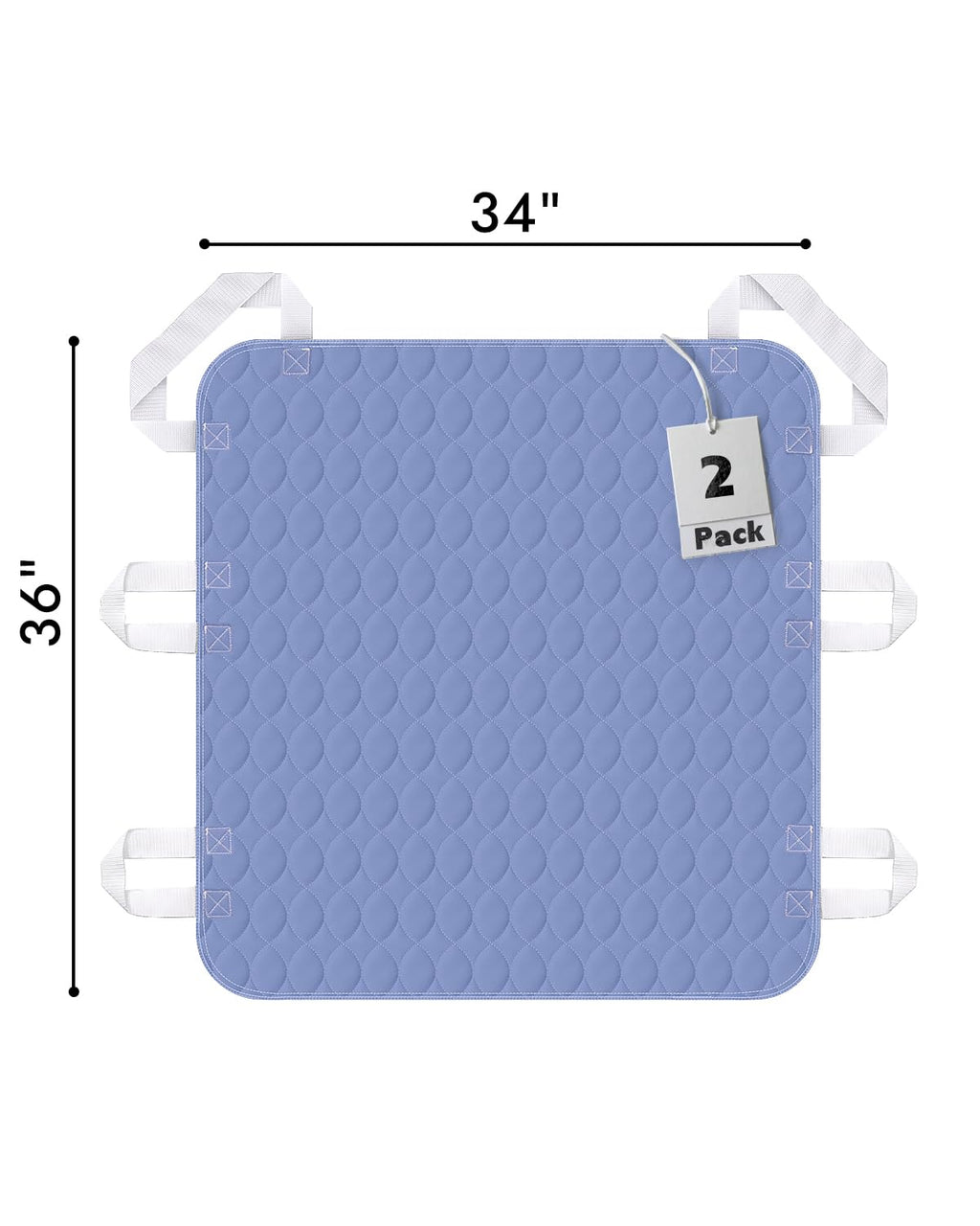 2 Pack Positioning Bed Pad with Handles, 6 Sturdy Handle Washable Bed Pads for Incontinence, Waterproof, Reusable Underpads for