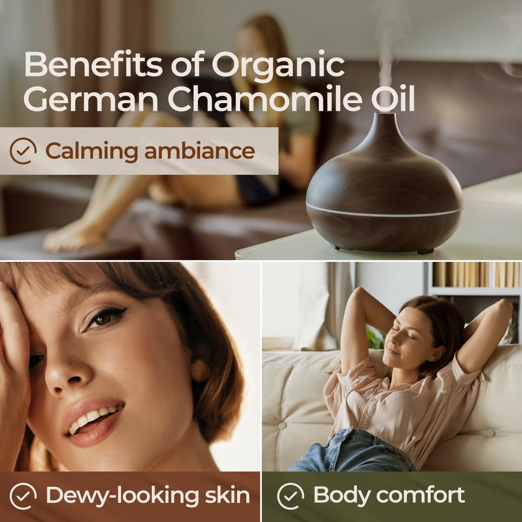 Gya Labs USDA Certified Organic German Chamomile Essential Oil for Diffuser - 100% Pure Natural Organic Chamomile Oil for Skin,