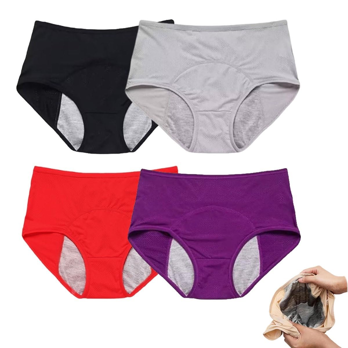 IDCWZL Leakproof Panties for Women Over 60 Leak Proof Ladies Underwear with Incontinence Comfortable(4pc-e,3X-Large)