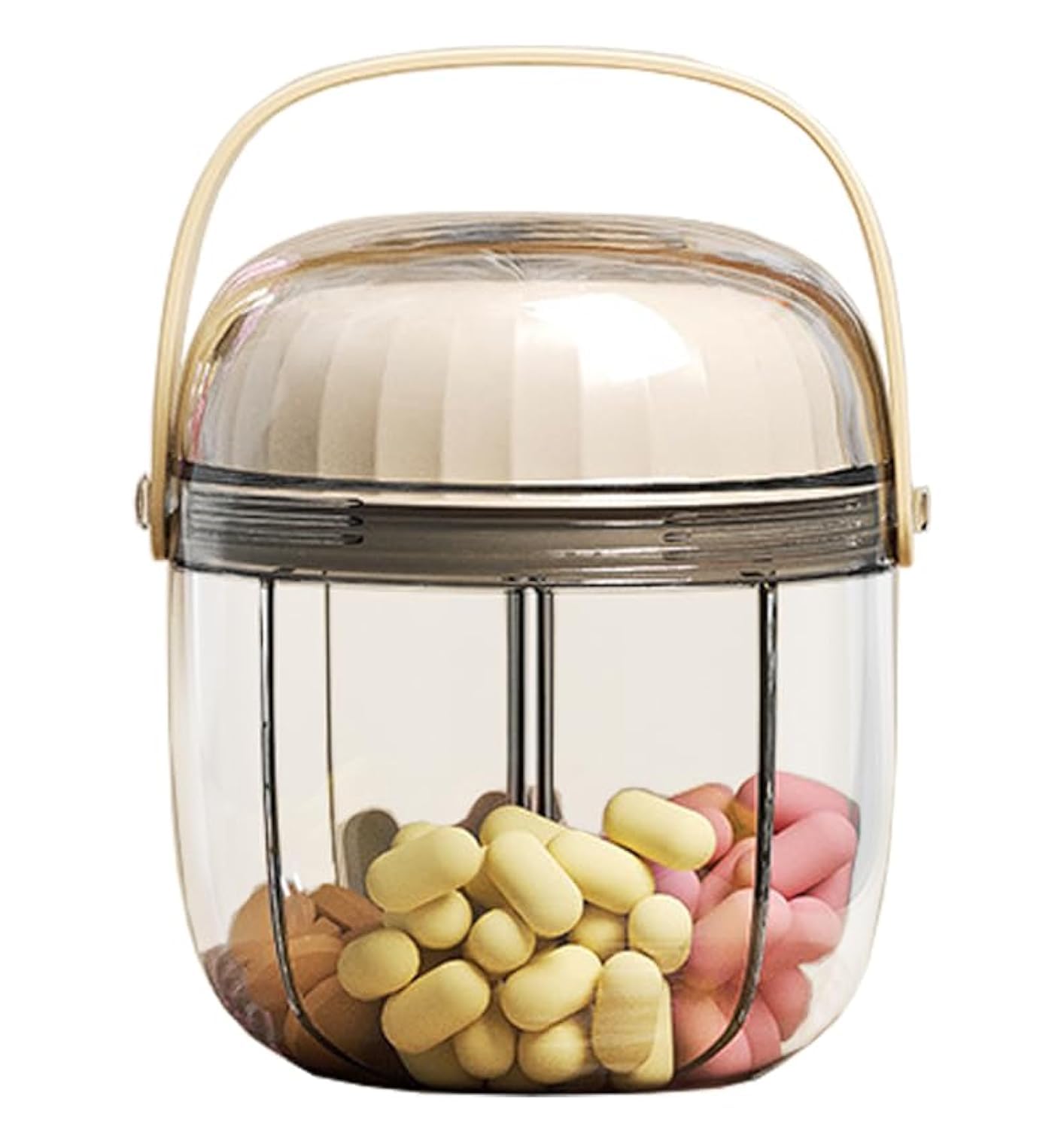 MURRI&MURRDI Pill Organizer with 4 Compartments, Travel Pill Box Portable Pill Case Anti-Mixing & Wide Opening, Compact Pill Con