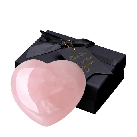 MAIBAOTA 60 mm Rose Quartz Crystals Heart Stone Valentines Day Gifts for Her Women Crystal Gifts for Women Natural Reiki Gemston
