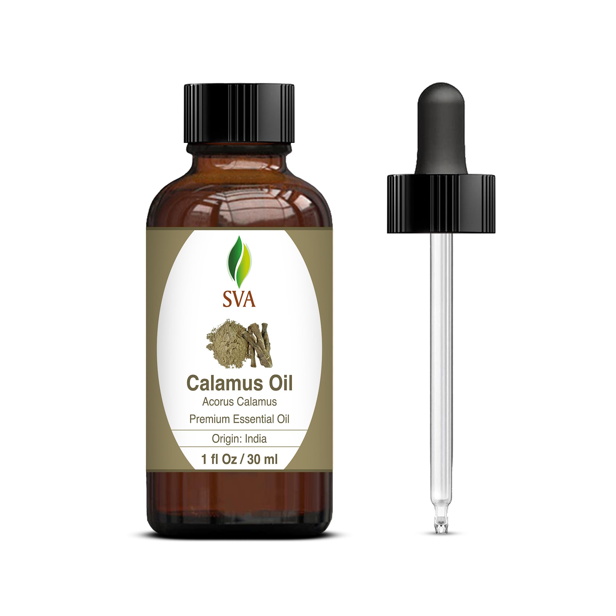 SVA Calamus Essential Oil - 1 Fl Oz - 100% Natural Calamus Oil - for Diffuser, Hair Care, Face, Skin Care, Aromatherapy, Scalp a