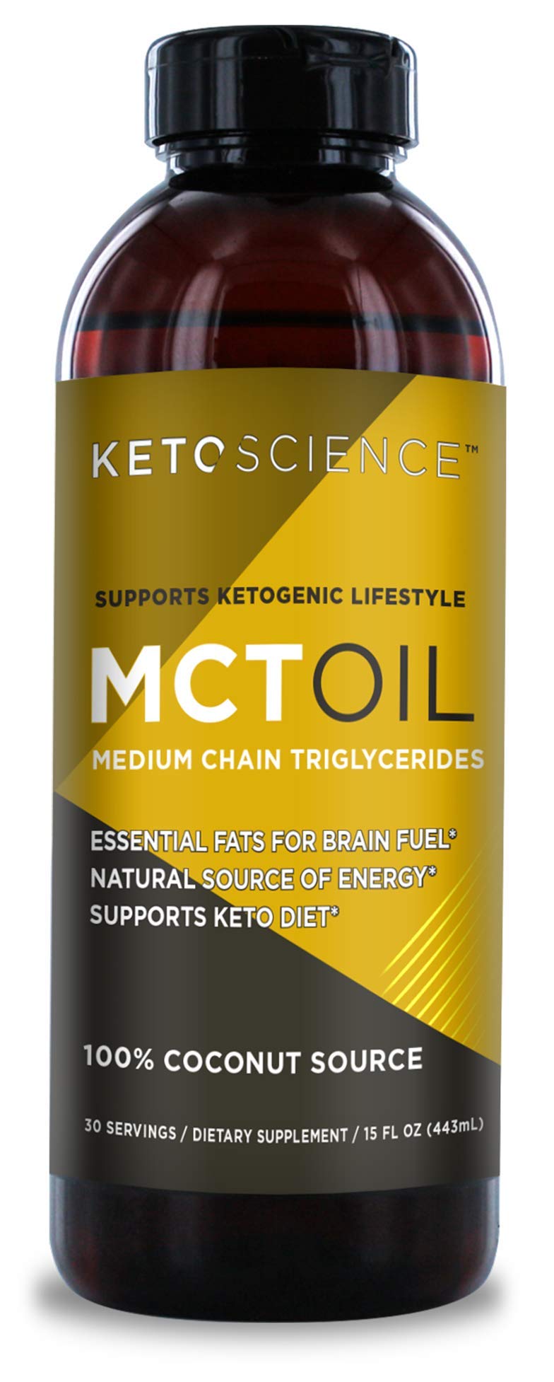 KETO SCIENCE Ketogenic MCT Oil, Dietary Supplement, Made from 100% Coconuts, Promotes Energy, Unflavored, 15 Fl Oz