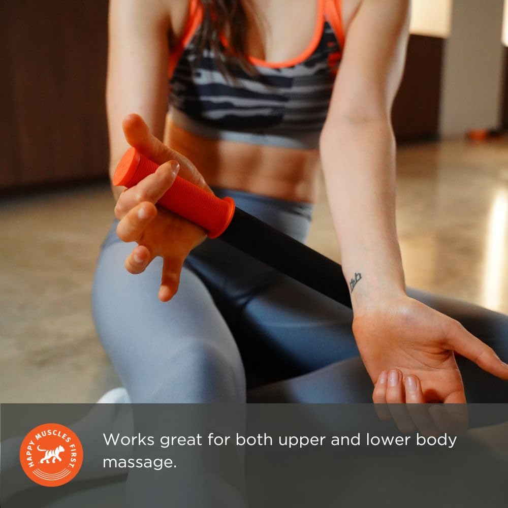 Tiger Tail 18in Massage Stick Portable Roller, Handheld, Deep Tissue Foam Roller, Body Massage and Myofascial Release Tool for L