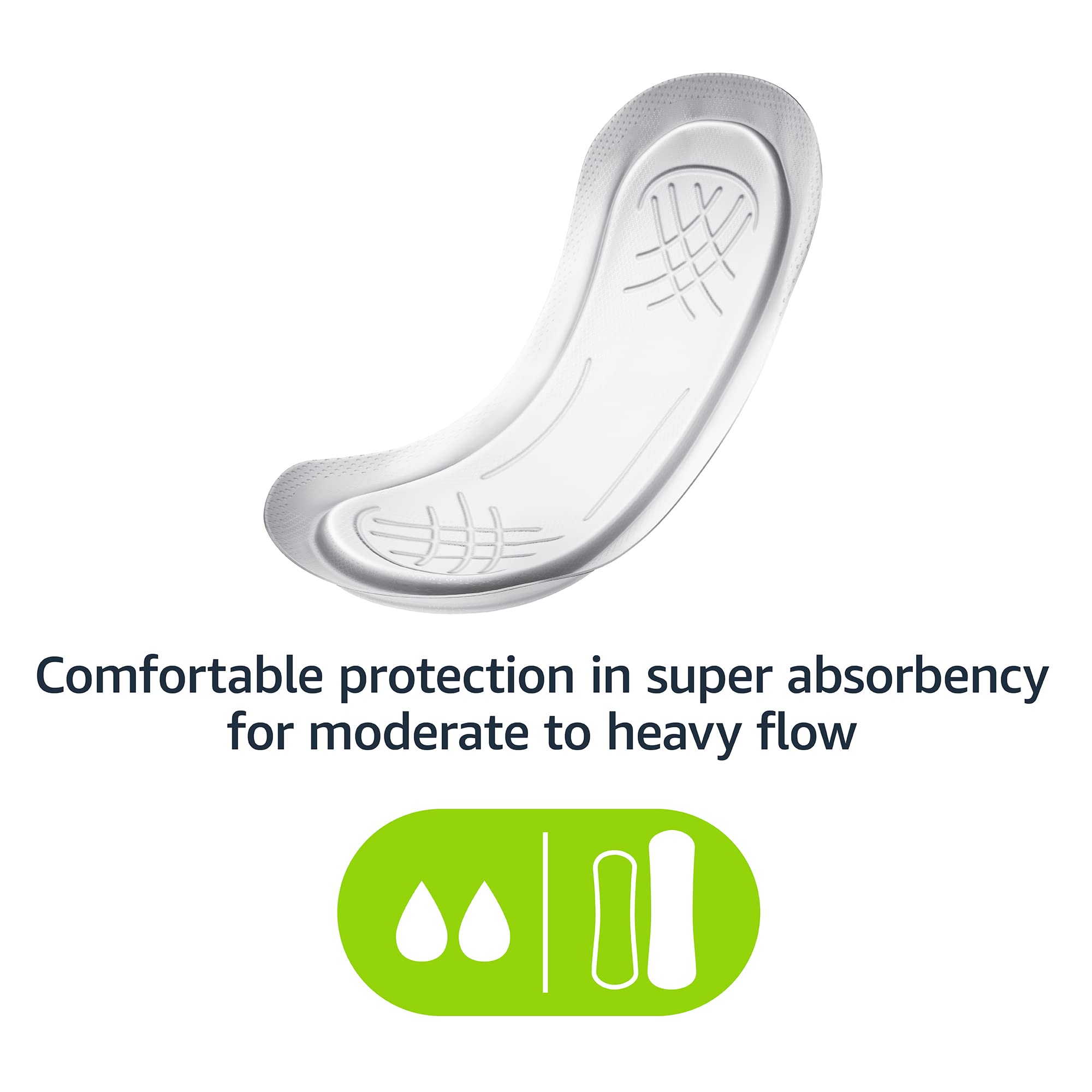 Amazon Basics Thick Maxi Pads for Periods, Super Absorbency, Unscented, 192 Count (4 Packs of 48) (Previously Solimo)