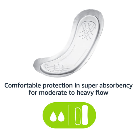 Amazon Basics Thick Maxi Pads for Periods, Super Absorbency, Unscented, 192 Count (4 Packs of 48) (Previously Solimo)