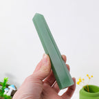 Apengshi 1PCS Natural Crystal Green Aventurine Tower 5.9-6.3 (15-16cm) 6 Faceted Single Point Prism Healing Crystal Wand for Med