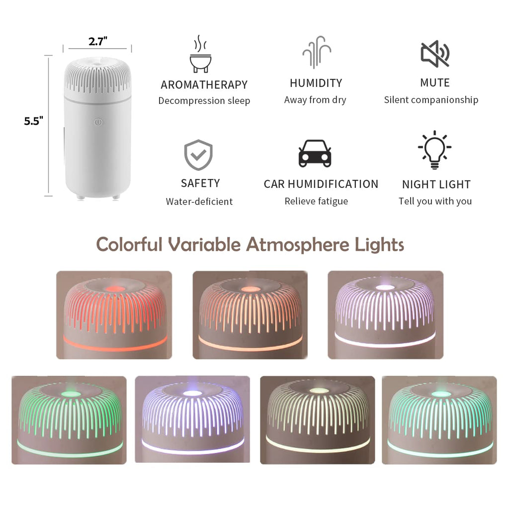 Unee Car Diffuser,USB 100ml Small Humidifier Essential Oil Aroma Diffuser Aromatherapy Diffusers Cool Mist for Car Home Office(W