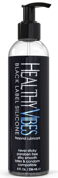 Healthy Vibes Black Label Silicone Lubricant - Silicone Based Lube Lasts Long & Easy to Clean, Water Resistant, Safe for Most Sk