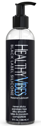 Healthy Vibes Black Label Silicone Lubricant - Silicone Based Lube Lasts Long & Easy to Clean, Water Resistant, Safe for Most Sk