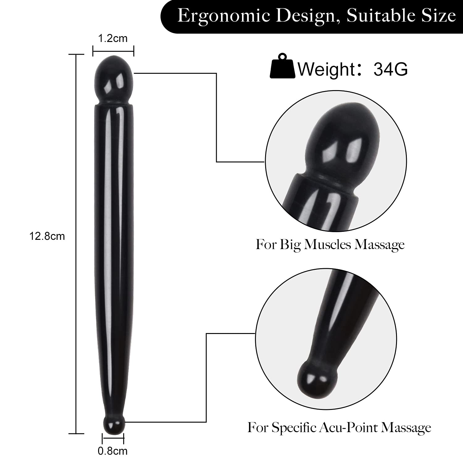 Bian Stone Manual Acupressure Pen-Trigger Point Massage Tool-Reflexology Pressure Point Massager for Full Body Relaxing Deep Tis