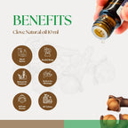 Roots & Above 10ml Pure Clove Essential Oil - 99% Natural Aroma Oil for Diffuser, Hair, Skin Care, Massage, Humidifiers, Candle