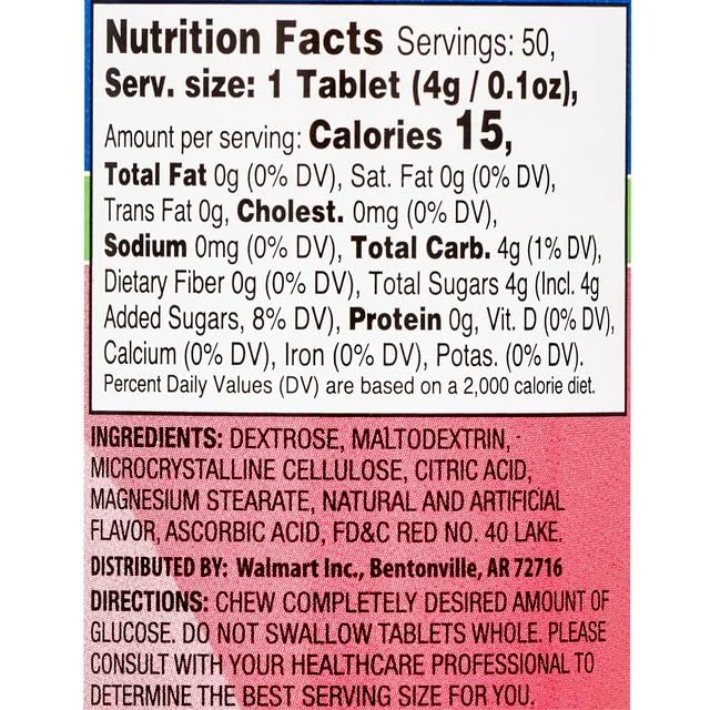 Relion Glucose Tablets - Fruit Punch Flavor - 50 counts