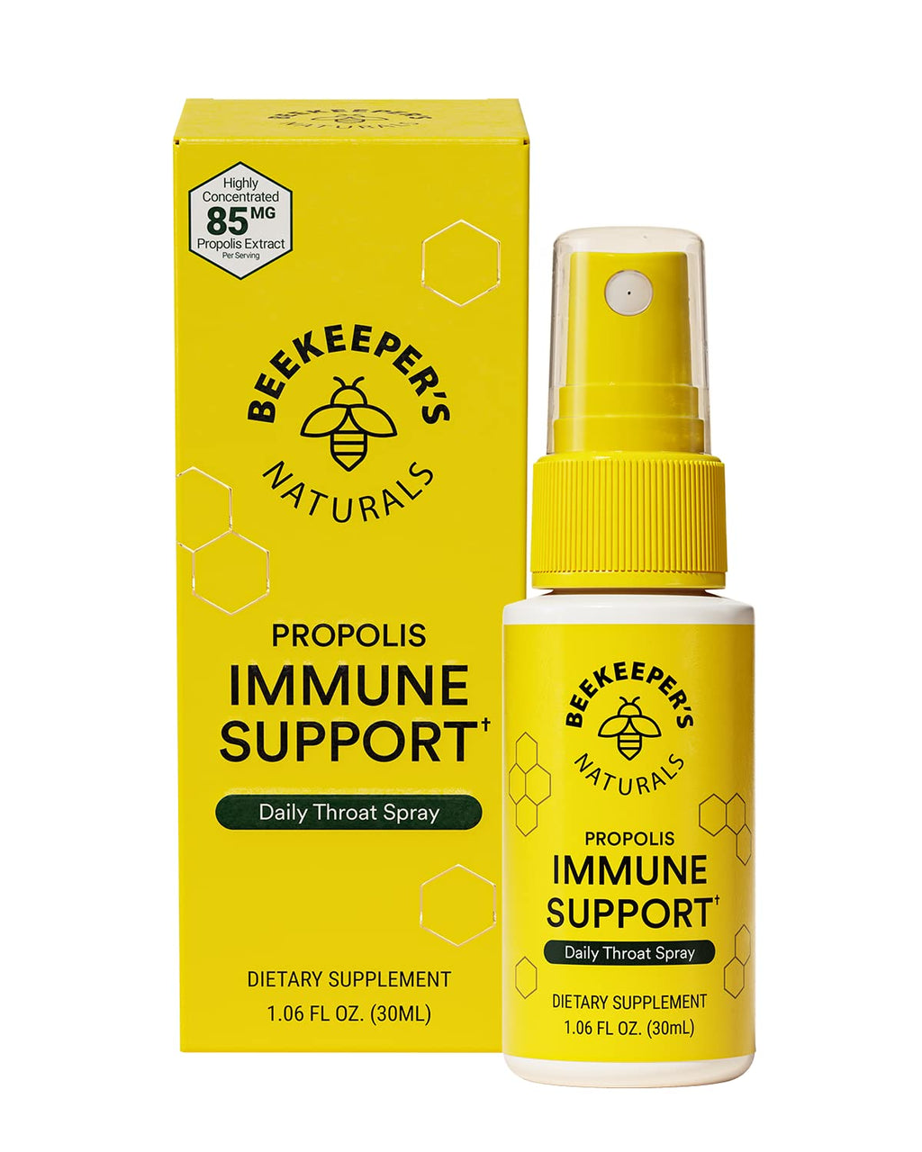 Propolis Throat Spray by Beekeepers Naturals - 95% Bee Propolis Extract, Natural Immune Support & Sore Throat Relief - Antioxid
