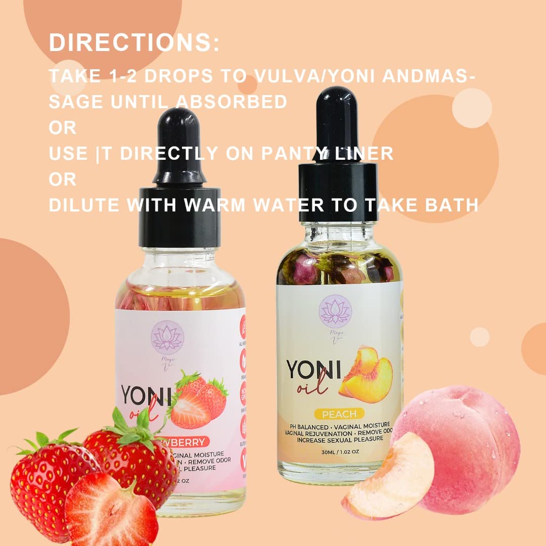 Magical V Yoni Oil For Women Organic Feminine Care Vaginal Moisturizer For Wetness (Strawberry) Ingrown Hair Ph Balance Feminine
