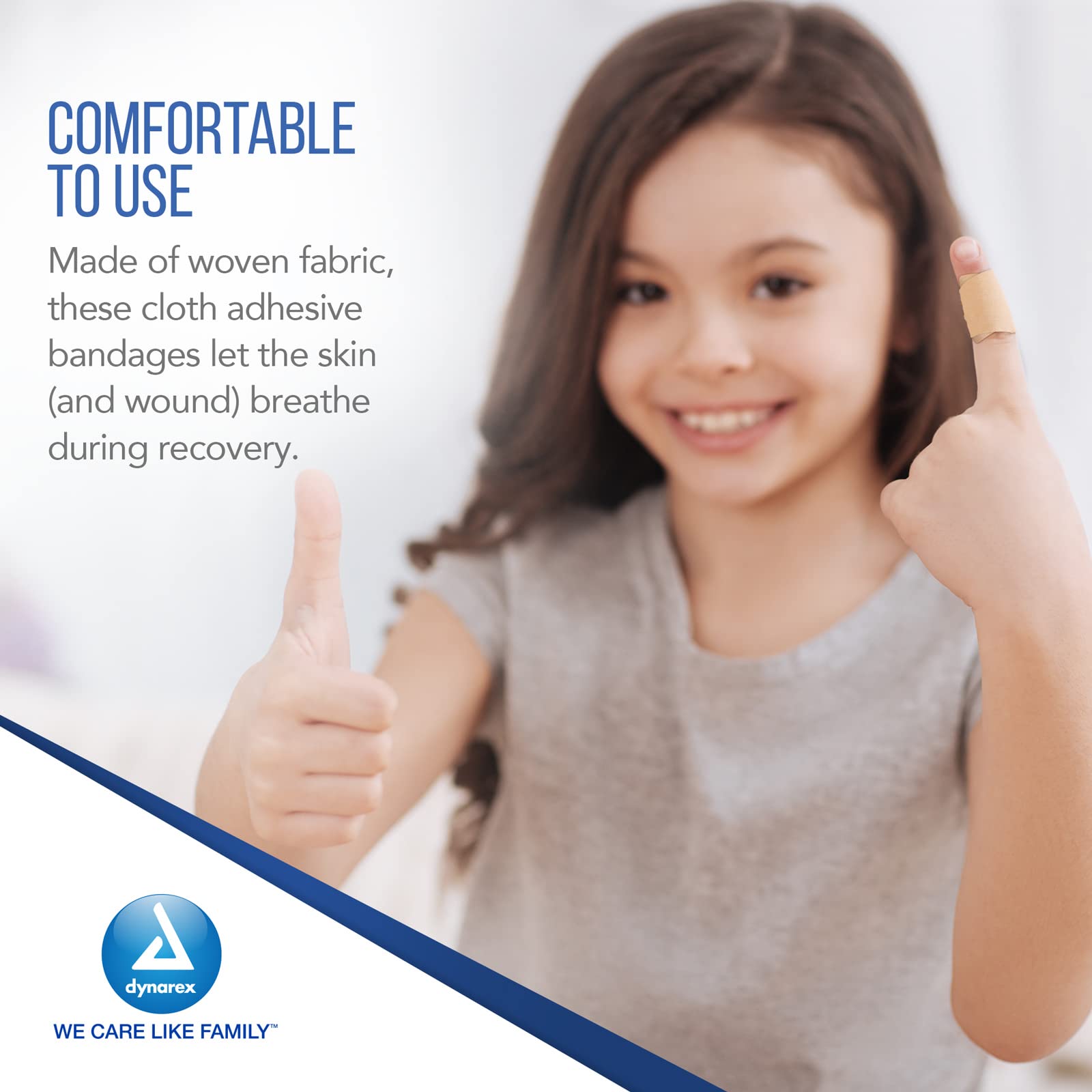 Dynarex Fabric Adhesive Bandages - Sterile & Flexible Fabric Bandages for Wounds - Non-Stick Pads - Individually-Wrapped First A