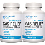 P Puregen Labs Extra Strength Gas Relief Softgels with Simethicone 125 mg | Fast Relieve of Pressure, Bloating and Painful Disco